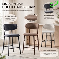 OKAY Vente en gros de meubles d'hôtel modernes et luxueux, tabouret de bar à dossier haut, coussin ergonomique, chaise de bar en tissu bouclé pour café et restaurant