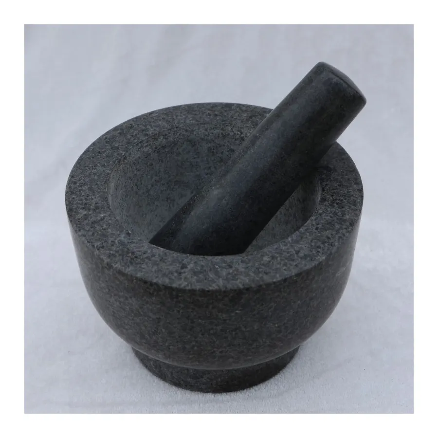 China calidad moler 14*10cm cocina familiar piedra natural mano movimiento granito mortero