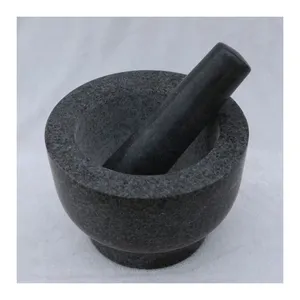 China Quality Grind 14*10cm Family Kitchen Stone Natural Hand Movement Granite Mortar Pestle