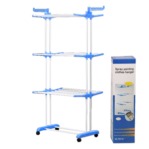 Rak pengeringan pakaian logam berbentuk sayap 4 tingkat dengan roda praktis Organizer untuk kamar mandi seperti-ruang - Product Image 3
