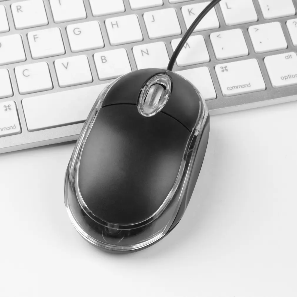 OEM Stock Office Mini Scroll Wheel Wired Mouse Gamer 1000 DPI LED Preto Cabo Silencioso USB 3D Ratos Ópticos para PC Portátil