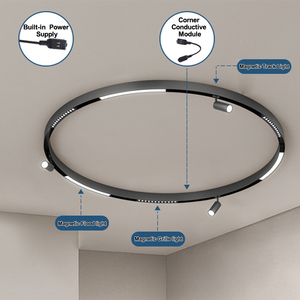 <span class=keywords><strong>Rail</strong></span> de lumière LED <span class=keywords><strong>magnétique</strong></span> intelligent noir ERDU, forme ronde, boîtier en aluminium, éclairage intérieur - Product Image 4