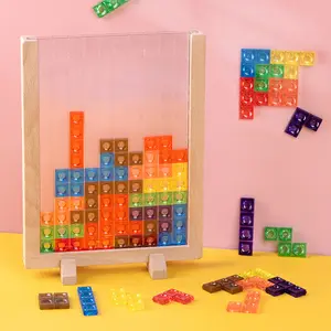 Papan permainan Puzzle blok kayu populer baru tabung blok puzzle papan rakitan pendidikan dini Puzzle blok Rusia untuk anak-anak