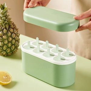 Moldes para helados de grado alimenticio, 8 cavidades, molde reutilizable para helados para niños, molde para hacer helados caseros con palo y contenedor - Product Image 2