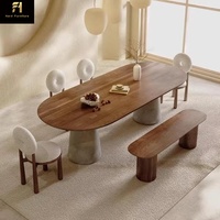 Table à manger ovale en bois nordique Wabi Sabi 6 places, style campagnard italien, table à manger en bois personnalisable