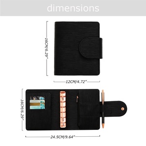 9 couleurs A7 Saffiano Epi cuir Deluxe <span class=keywords><strong>Rose</strong></span> <span class=keywords><strong>Gold</strong></span> Ring Budget Binder Fly Leaf Loose-leaf Money Organizer Wallet Office Supplies - Product Image 4
