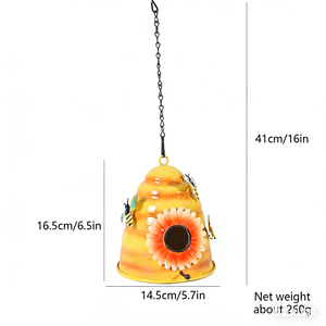 Mangeoires suspendues <span class=keywords><strong>d</strong></span>écoratives Art <span class=keywords><strong>D</strong></span>éco en fer émaillé jaune, résistantes à l'<span class=keywords><strong>eau</strong></span>, les plus vendues, pour la <span class=keywords><strong>d</strong></span>écoration extérieure des nichoirs à oiseaux - Product Image 3