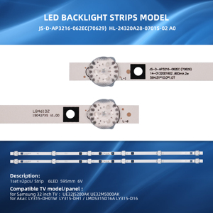 Tira de LED para Retroiluminación de TV para <span class=keywords><strong>HUGO</strong></span> JS-D-AP3216-062EC(70629)HL-24320A28-070 HY-B320-03T3030B06 14-01320D1602 AX-LED3218P/G - Product Image 2