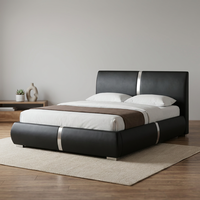 Lit plateforme moderne et simple en cuir Willsoon, taille double, avec cadre en bois massif pour mobilier de maison, fabriqué en Chine par une usine de lits.