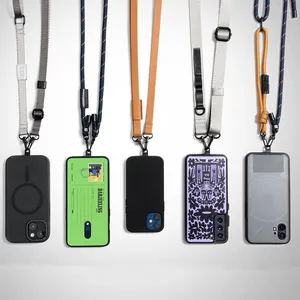 New Black Crossbody Phone Lanyard Strap Universal Adjustable Mobile Phone Strap Tether Patch Phone Lanyard With Patch