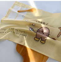 Essuie-tout de cuisine en coton à imprimé dessin animé mignon, doux, absorbant, sans peluches, jaune, pour le nettoyage quotidien et une décoration positive de la maison