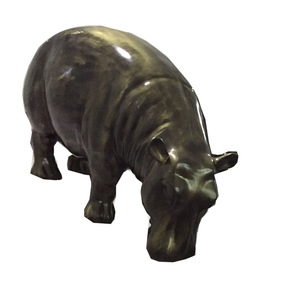 Sculpture en résine d'hippopotame, décoration d'animal contemporaine à poser au sol en extérieur, fabriquée à Huizhou - Product Image 5