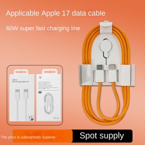 New Orange Nylon Bện 3ft 60W Pd Loại C Để Loại C Cổng USB Phổ Nhanh Chóng Sạc Cáp Dữ Liệu Cho <span class=keywords><strong>iPhone</strong></span> 17 14 15 16 Pro Max - Product Image 4