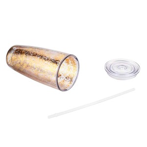 Gobelet en plastique à double paroi avec couvercle, motif dessin animé, pour boissons glacées <span class=keywords><strong>d</strong></span>'été, avec paille, 400 ml, design moderne, idéal pour les fêtes - Product Image 3