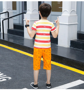 Ensemble de vêtements décontractés d'été pour garçons en coton, pantalon court de sport pour enfants, vente en gros - Product Image 4