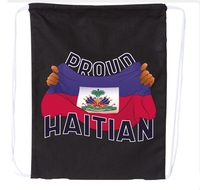 Sac à dos portable à cordon de serrage, motif national haïtien, grande capacité, pour sports de plein air, vente en gros personnalisée, offre spéciale