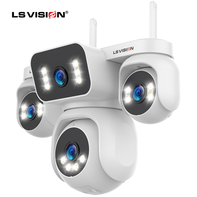 LS VISION 20MP Four Lens Four Screen Auto Tracking Wireless Network Outdoor CCTV Intelligence Security Supervisory PTZ Camera