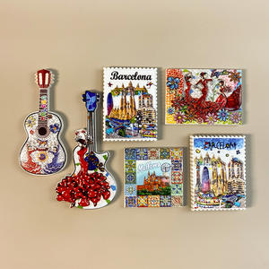 Imán redondo de acero inoxidable magnético pintado de <span class=keywords><strong>Barcelona</strong></span> transfronterizo, artesanía, turismo, Colección conmemorativa para el hogar - Product Image 1