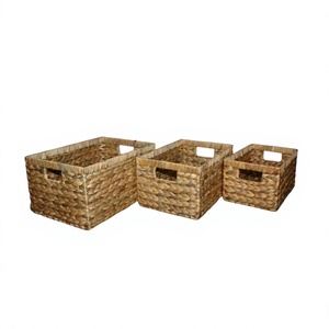 Cestas de Almacenamiento de Alta Calidad en Oferta, Rectangulares, de Jacinto de Agua Natural, con Asas, Organizador Rústico Multiusos - Product Image 4