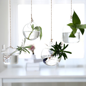 Dropshiping Glass Large Hanging Planters Water Air Plant <b>Succulent</b> Containers Terrarium Kits 2 Holes With Strings Rope for Home - Product Image 2