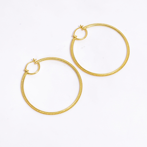 Bijoux de boucle d'oreille en laiton plaqué or de haute qualité, bijoux plaqués or vermeil 18 carats, fournisseur de bijoux en laiton antique - Product Image 4
