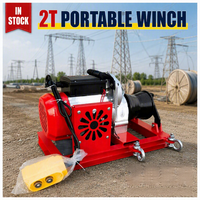 Treuil électrique portable pour le tirage de fils et câbles, avec télécommande et freins électromagnétiques, 2 tonnes, pour travaux sur site