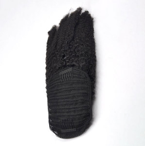 Chưa Qua Chế Biến Trinh Nữ Nhân Tóc Afro Kinky Xoăn Bọc Xung Quanh Dây Kéo Kiểu Tóc Đuôi Ngựa Con Người Phần Mở Rộng Tóc Mảnh Cho Phụ Nữ Da Đen - Product Image 1