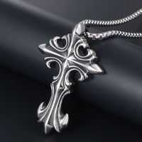Collier pendentif croix géométrique en acier inoxydable unisexe, design gothique vintage SP187-8