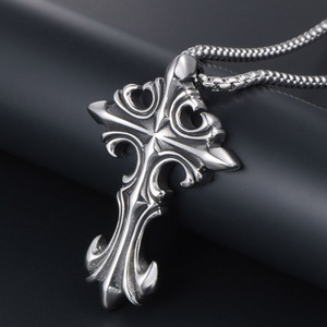 Stainless Steel <b>Cross</b> Pendant Necklace Unisex Vintage Gothic Design SP187-8 - Product Image 2