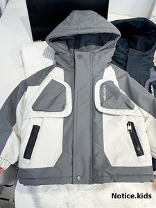 Veste en coton doublée polaire pour garçons, nouveau modèle hiver 2026, vêtements de travail élégants pour enfants, manteau à capuche épaissi, manteau chaud en coton - Product Image 5