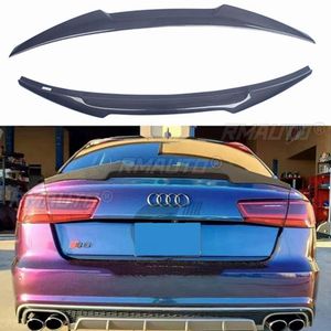 Aileron arrière en fibre de carbone style M4 pour Audi A6 C7 berline, FRP non peint, noir brillant, carbone forgé, 2012-2016 - Product Image 6
