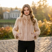 Veste en fausse fourrure de vison pour femme, col montant, manteau d'hiver, violet lavande, coupe courte, chaud, coupe-vent, vêtement d'extérieur