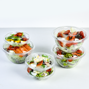علبة سلطة مستديرة متينة للوجبات الجاهزة من البولي إيثيلين تيريفثاليت سعة 24 أونصة مانعة للتسرب لتعبئة الطعام وحاوية بلاستيكية شفافة للسلطة مع غطاء - Product Image 3