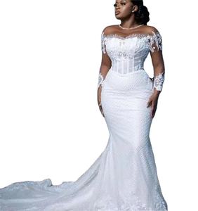 Prix usine Africain De Luxe Élégant Dentelle Appliques une Ligne Tulle Robe De Mariée Vestidos De Novia - Product Image 1