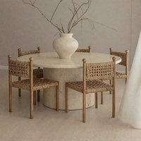 Chaise de salle à manger en bois massif de style ferme française, assise tressée à la main, confortable pour appartement, salon, café, hôtels, design