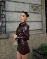Ensemble Y2K Tendance Deux Pièces d'Été : Veste en Cuir à Revers et Mini-Jupe Sexy – Costume Élégant pour Femme Automne Hiver