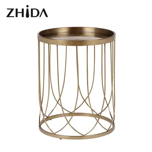 Zhida üretici toptan çelik altın art deco yan masalar