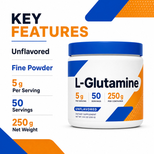 Poudre de L-Glutamine de Qualité Alimentaire Premium Personnalisée OEM/ODM Marque Privée Sans Produits Laitiers 250g Personnalisable Certifiée GMP Nourrissante - Product Image 4