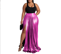 Jupe longue plissée brillante décontractée pour femme, taille haute, couleur unie, grande taille, haute qualité, collection été 2026