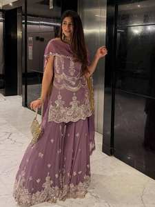 Nueva Colección en Georgette Sintética Pesada con Bordado Completo de Lentejuelas, Silueta de Lápiz Moderna para Verano, Cintura Natural - Product Image 2