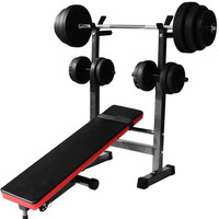 PINJIAN Home Fitness Banc de musculation multifonction pliable et réglable 4-en-1 avec support pour haltères et rack à squats