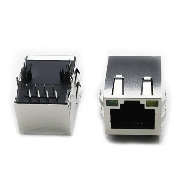 Tùy chỉnh công nghiệp 2-Port Magnetic 8-pin USB-C RJ45 nữ nối không thấm nước Ethernet cat8 Keystone Jack PCB LED ứng dụng