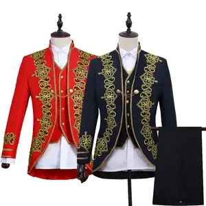 Costume da Uomo Medievale per Feste in Maschera, Set da <span class=keywords><strong>Principe</strong></span> Re Rinascimentale con Giacca, Gilet, Pantaloni e Top Stampato per Natale e Carnevale - Product Image 1