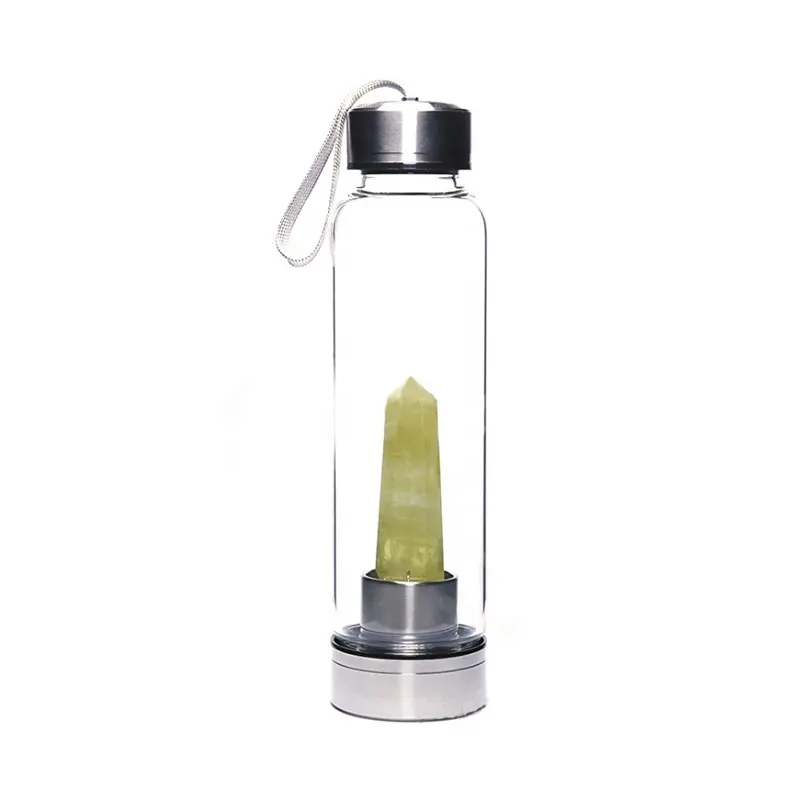 高級クリスタルとジェムストーンガラス注入クリアエコフレンドリー美的透明冷水ボトルロゴ付き