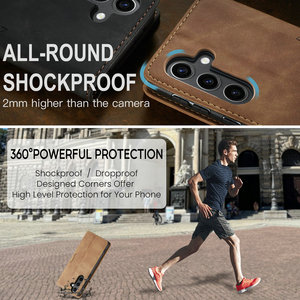 Étui en cuir PU magnétique de luxe CaseMe pour <span class=keywords><strong>smartphone</strong></span> S24 Ultra, coque rabattable antichoc avec design en relief - Product Image 5