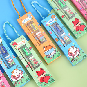 Ensemble de papeterie Sweety 5 pièces pour enfants, cadeau scolaire avec taille-crayon et gomme dans une boîte colorée - Product Image 4