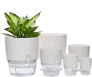 Penjualan laris transparan hidroponik dalam ruangan vas taman pot tanaman plastik pintar pot bunga diri penyiraman pot bunga