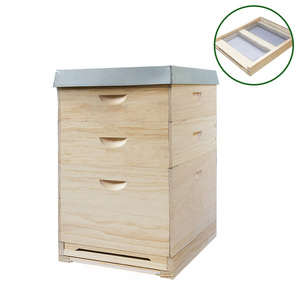 Ruche Langstroth professionnelle à 2 couches, peinte en blanc, en bois de sapin et de pin - Product Image 1