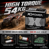 Servomoteur de voiture RC XQ-S8050D 54KG sans noyau numérique étanche à couple élevé, engrenage en acier inoxydable, aluminium CNC 8.4V OEM