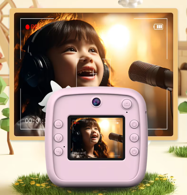 Cartoon Dinosaur unicorn Instant Print Kids Camera 1080p HD for Boys Girls Children, Paper Shoot Photo Video Cameras Toy